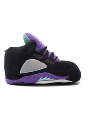 5 Black/Purple Plush Slippers