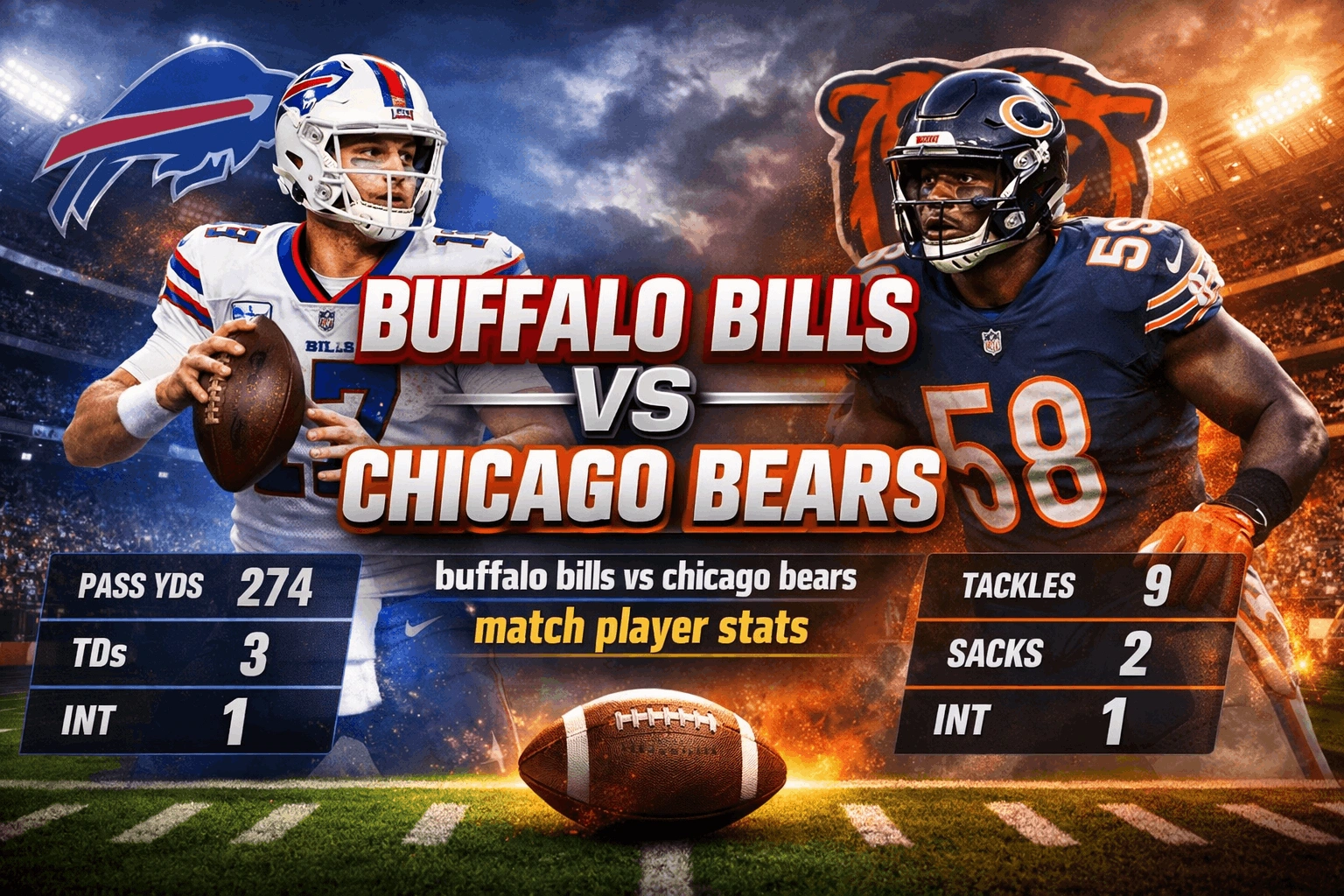 buffalo bills vs chicago bears match player stats