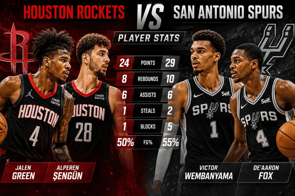Houston Rockets vs San Antonio Spurs Match Player Stats